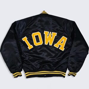 Iowa Hawkeyes Vintage 80s Chalk Line Satin Bomber Jacket
